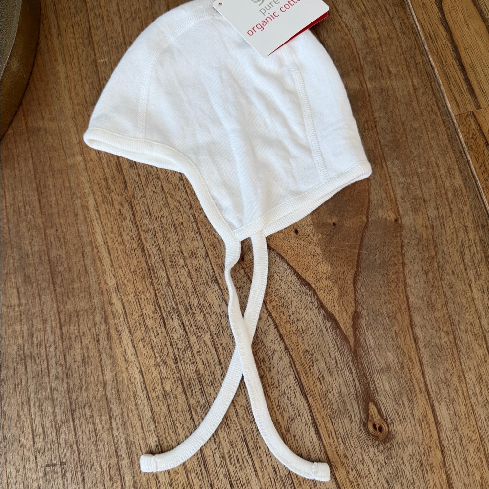 NWT Hanna Andersson Organic Cotton Baby Bonnet in White